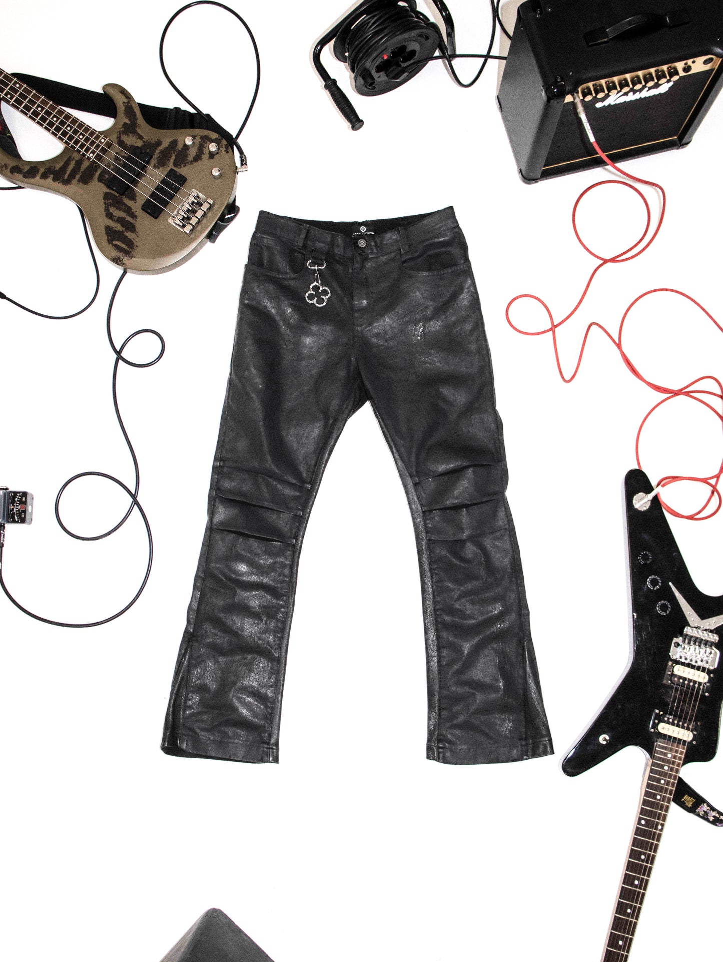 MANOPELLE CRACKED DARK GREY PANTS