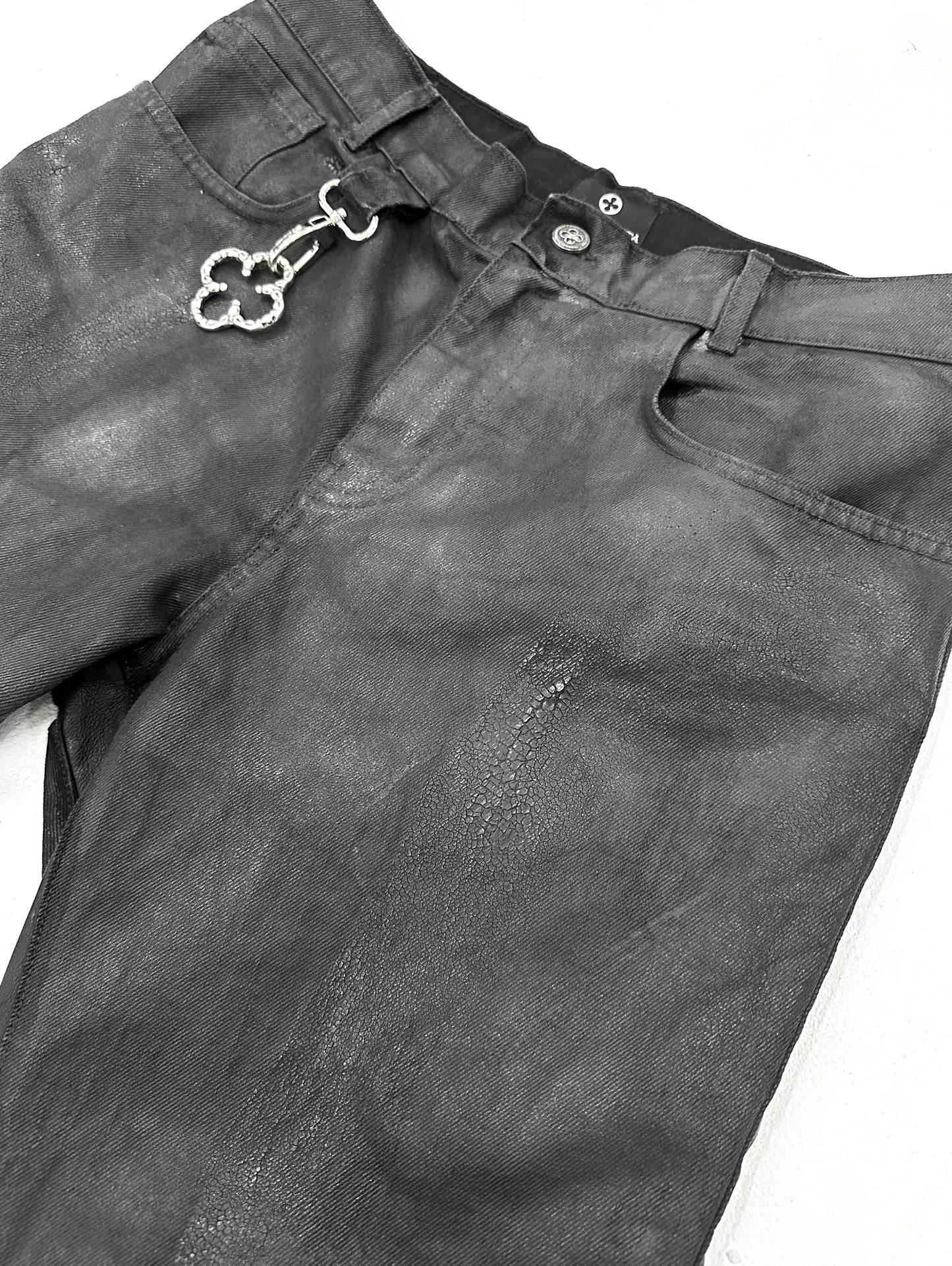 MANOPELLE CRACKED DARK GREY PANTS